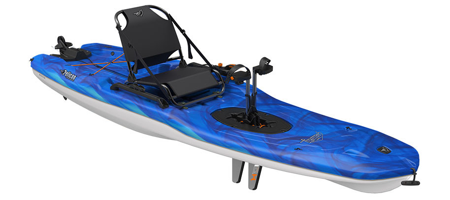 Pelican Getaway 110HDII sit on top kayak in Vapor Deep Blue-White, three-quarter view